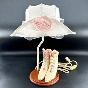 Collections Etc., Pink Vintage Victorian Ladies Boots & Hat Night Light Lamp